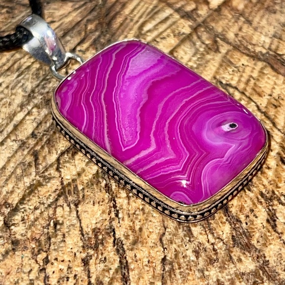 Pink Botswana Lace Agate Pendant 2” - Picture 5 of 14